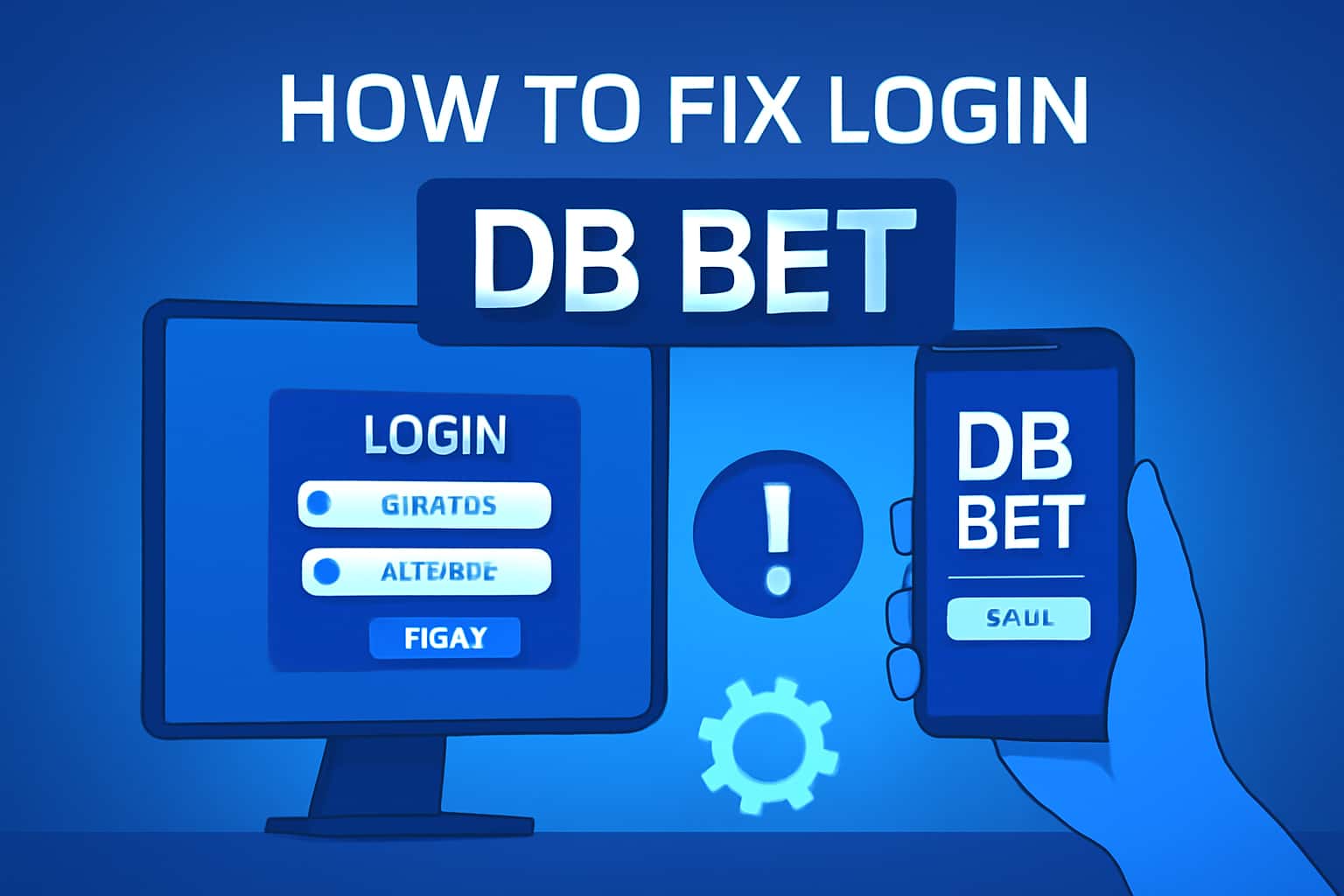 An informational scene depicting troubleshooting steps for fixing DB Bet login issues.